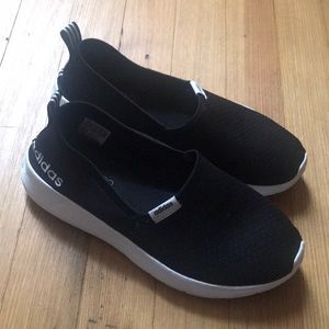 These shoes are adidas. Not leaning nor dirty